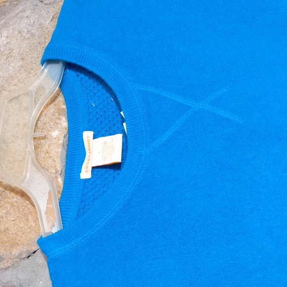 Sweet Romeo Teal Open Stitch Crewneck Sweater - Picture 3 of 11